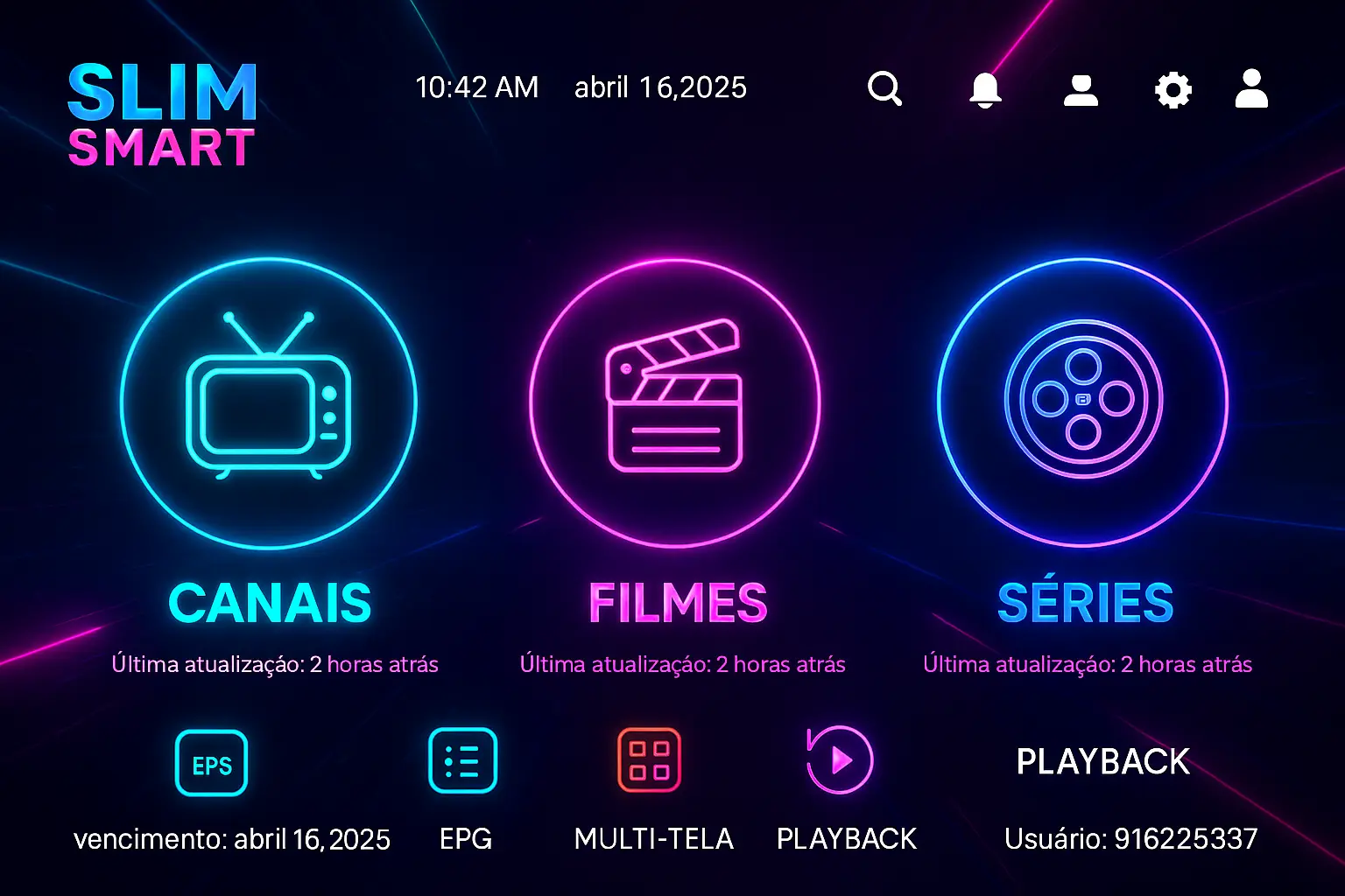 Interface futurista da SlimTV Smart
